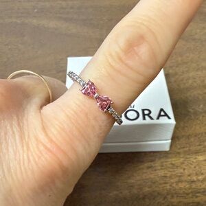 Pandora Pink Bow Ring with Silver Band